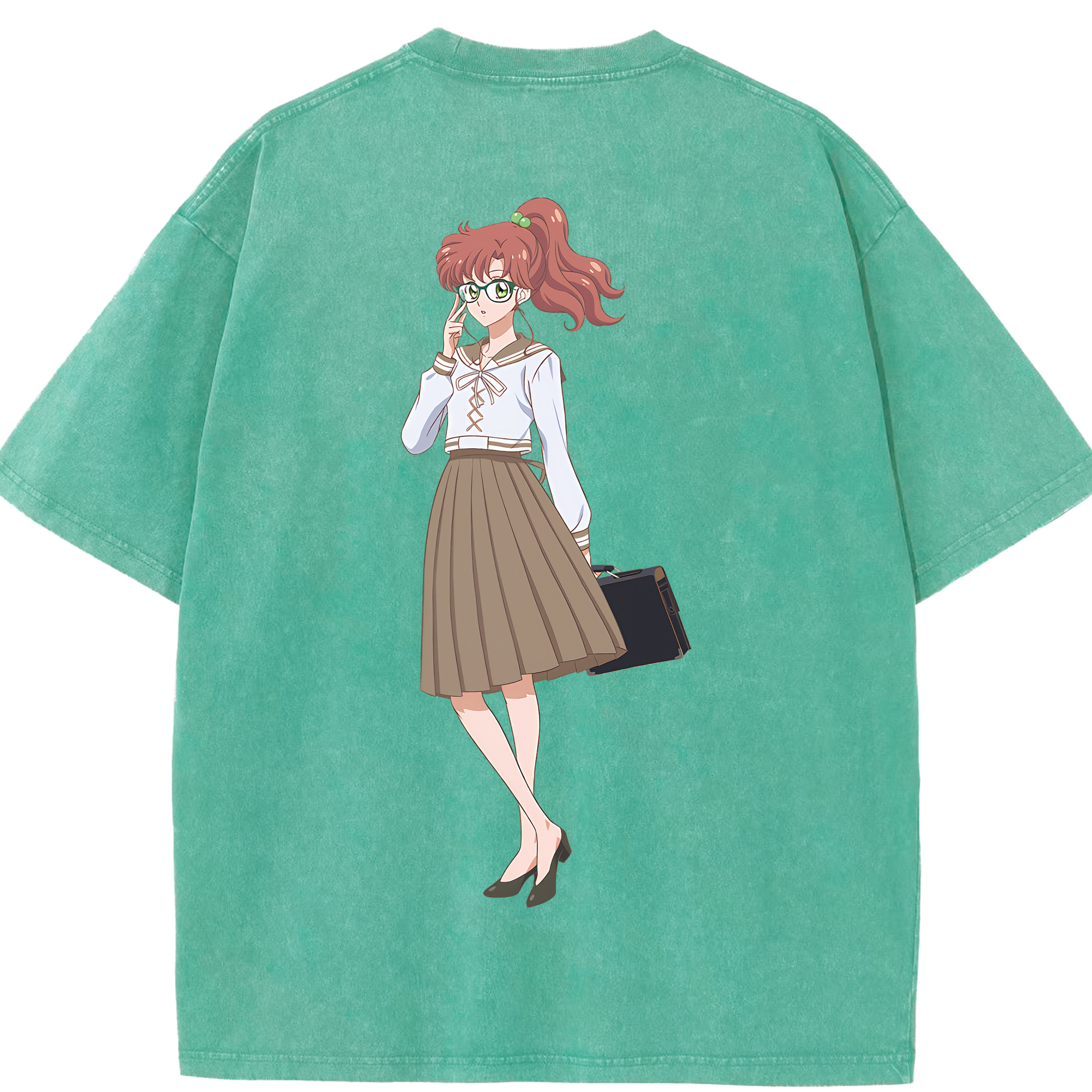 （画像用） 美少女戦士セーラームーン 木野 まこと きの まこと Sailor Moon Kino Makoto （セーラージュピター；Sailor Jupiter） 綿100% ヴィンテージ風 半袖Tシャツ（背面プリント）
